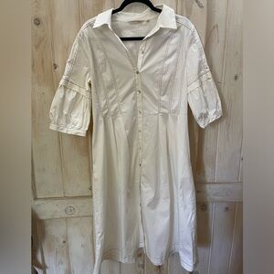 Soft Surroundings Caceres Shirt Dress MIDI Size 12 Soft White Cream